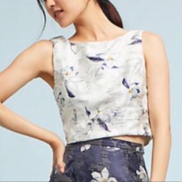 New Anthropologie Floral Crop Top Eva Franco - Picture 7 of 7